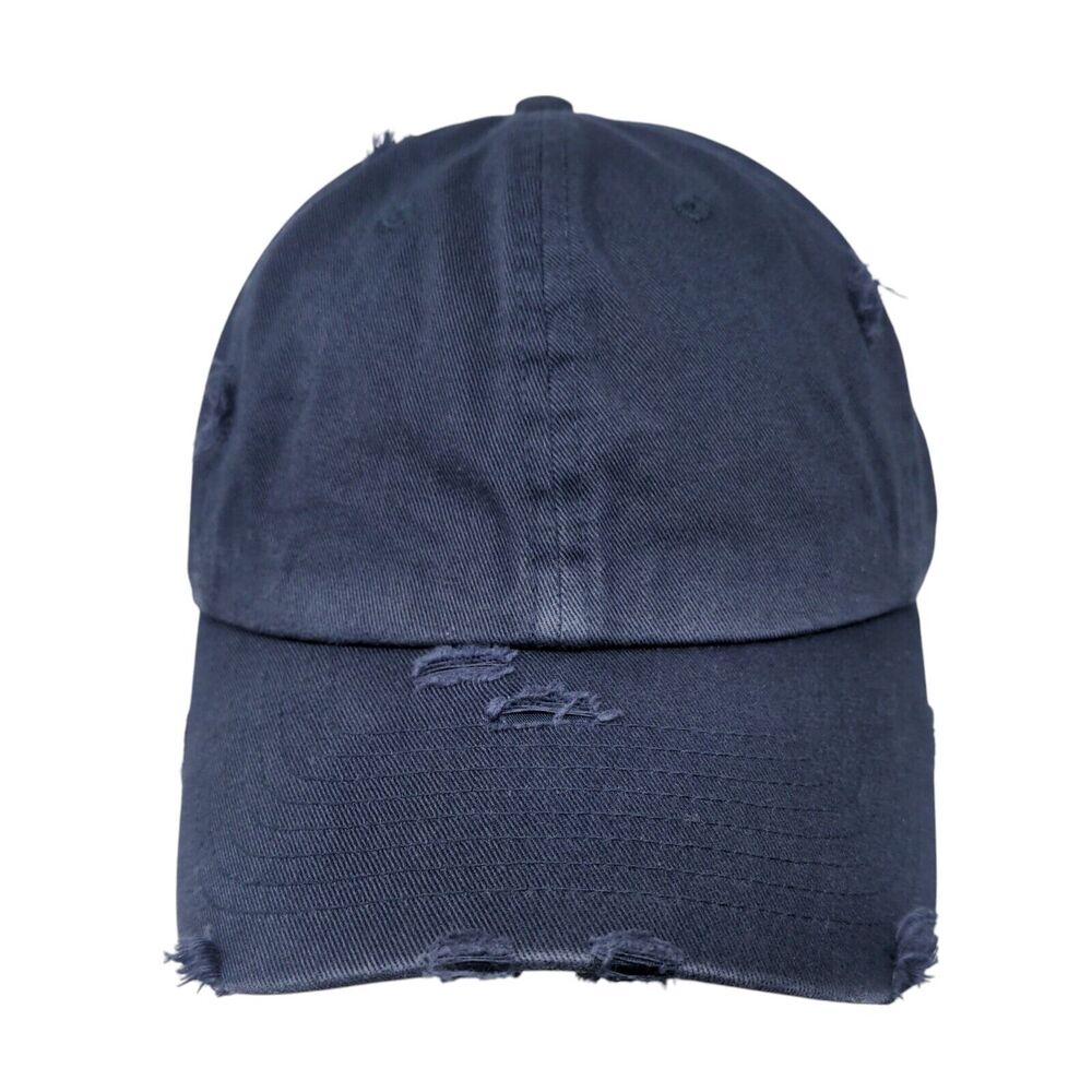 KB ETHOS Slideback Hat Blue OSFA Adjustable Solid 6 Panel Distressed